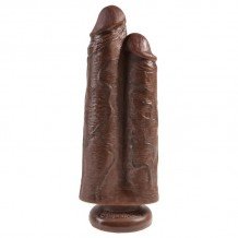 King Cock Pene Doble "Two Cocks One Hole" Color Marrón 9"