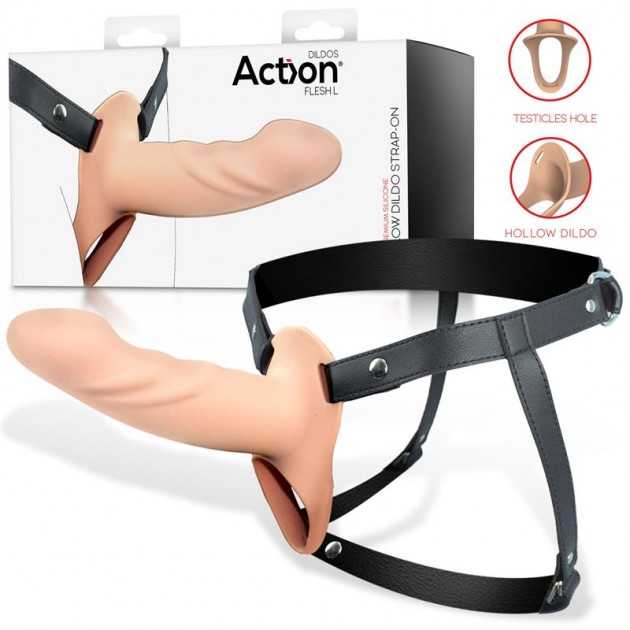Arnés Strap-on con Dildo Hueco Silicona Premium Talla L Arnés Strap-on con Dildo Hueco Silicona Premium Talla L